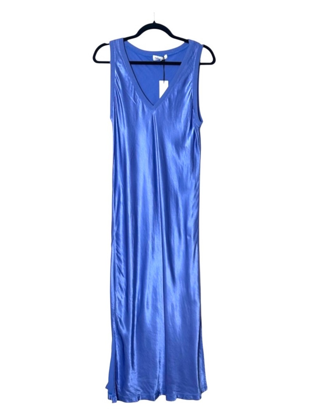 NEW MICHAEL STARS Randy V-Neck Satin Midi/Maxi in Salt Water Purple
